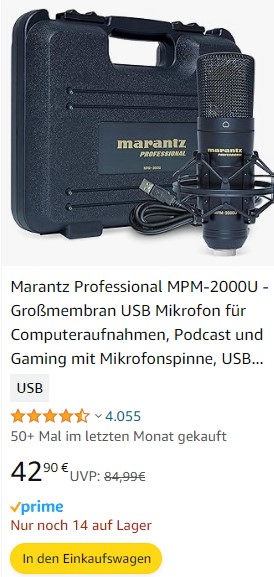 Marantz Professional MPM-2000U USB Mikrofon
