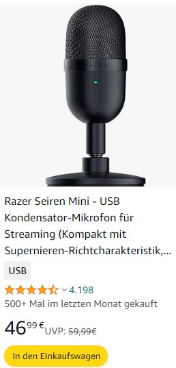 Razer Seiren Mini USB-Mikrofon für Streaming