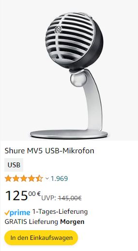 Shure MV5 USB Mirkfon